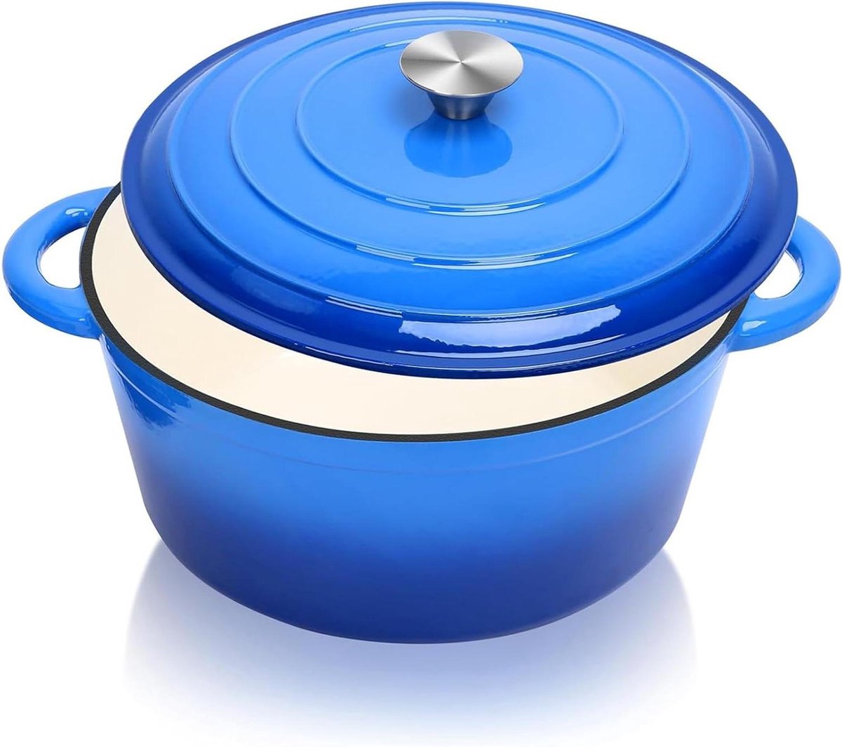 Gietijzeren Stoofpan - Dutch Oven - Langzaam Garen - Gelijkmatige Warmteverdeling - 28 cm 5.7 Liter - Blauw