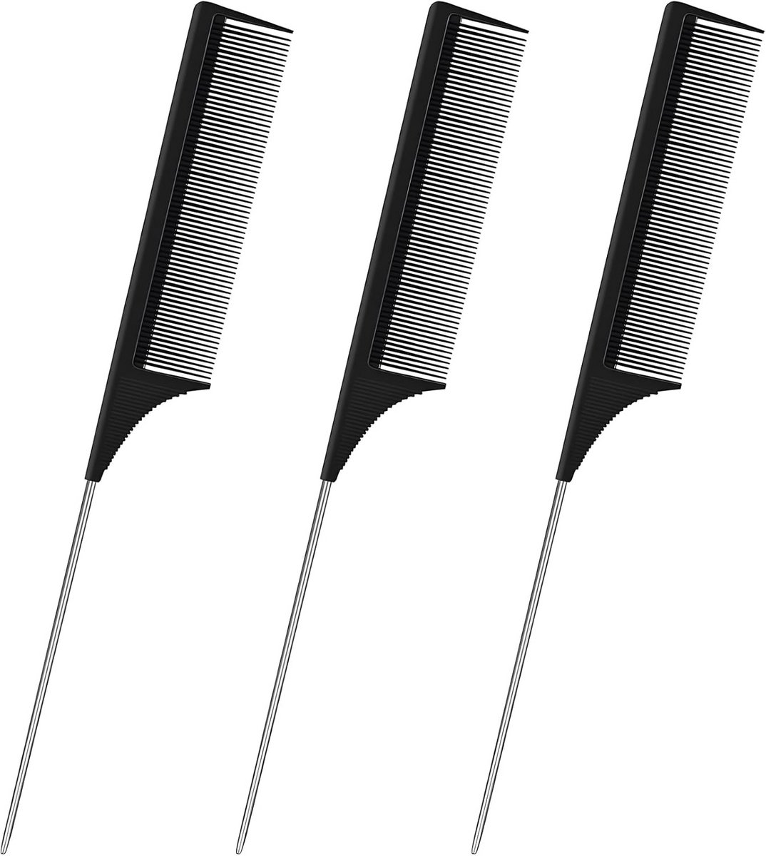 Haar Kammen Set - Afscheid Kammen - Haar Stylen - Metalen Prikker - 3 Stuks - Zwart