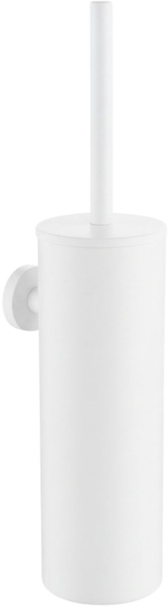 Toiletborstel Met Houder - Wit - Wc Borstel Houder - Toiletborstelhouder Hangend - RVS - Mat wit