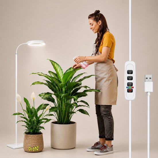 Ortho® XL Full Spectrum LED Kweeklamp op Voet 10W - Groeilamp voor Kamerplanten - Max. 210 cm - Timer 3/9/12 uur - Indoor Grow Light - Wit licht