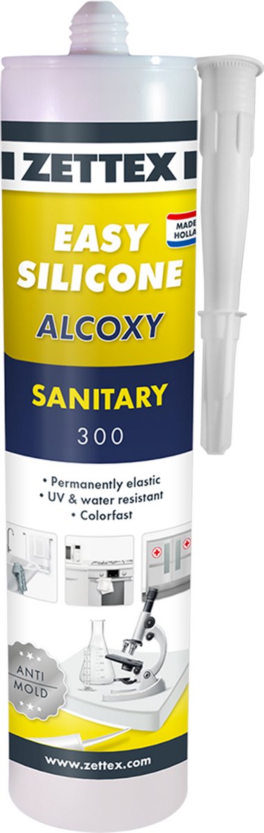 Zettex Easy Siliconenkit S - Sanitairkit voor Badkamer & Keuken - Schimmelbestendig & Elastisch - 310ml - Transparant
