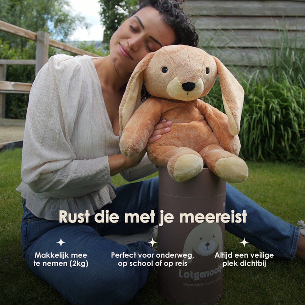 Lotgenootje Verzwaringsknuffel Konijn - 45cm/2kg - Verzwaarde Knuffel - Weighted Stuffed Animal - Sensorisch Speelgoed - Zware Knuffel Anxiety - Plushie — afbeelding 4