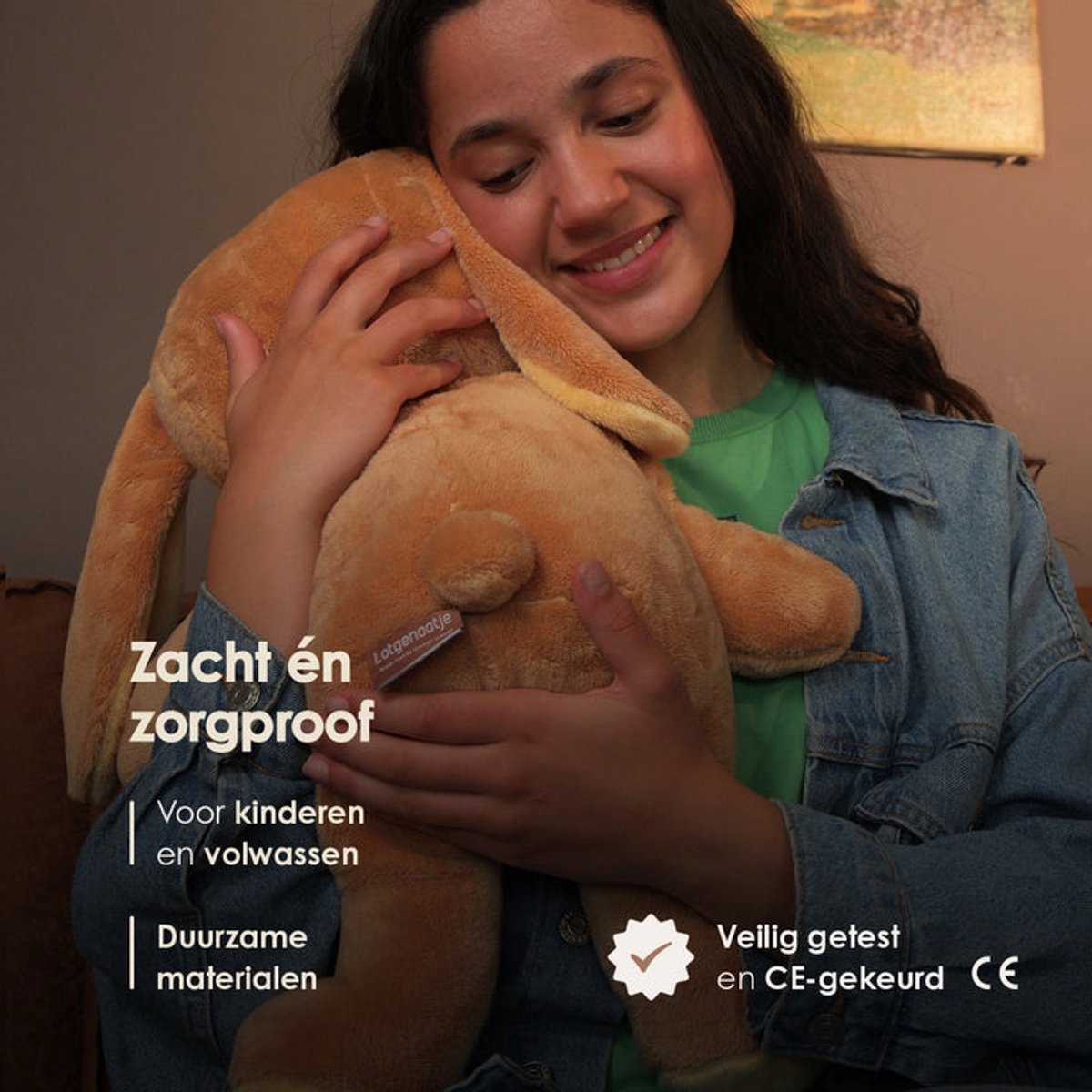 Lotgenootje Verzwaringsknuffel Konijn - 45cm/2kg - Verzwaarde Knuffel - Weighted Stuffed Animal - Sensorisch Speelgoed - Zware Knuffel Anxiety - Plushie — afbeelding 6