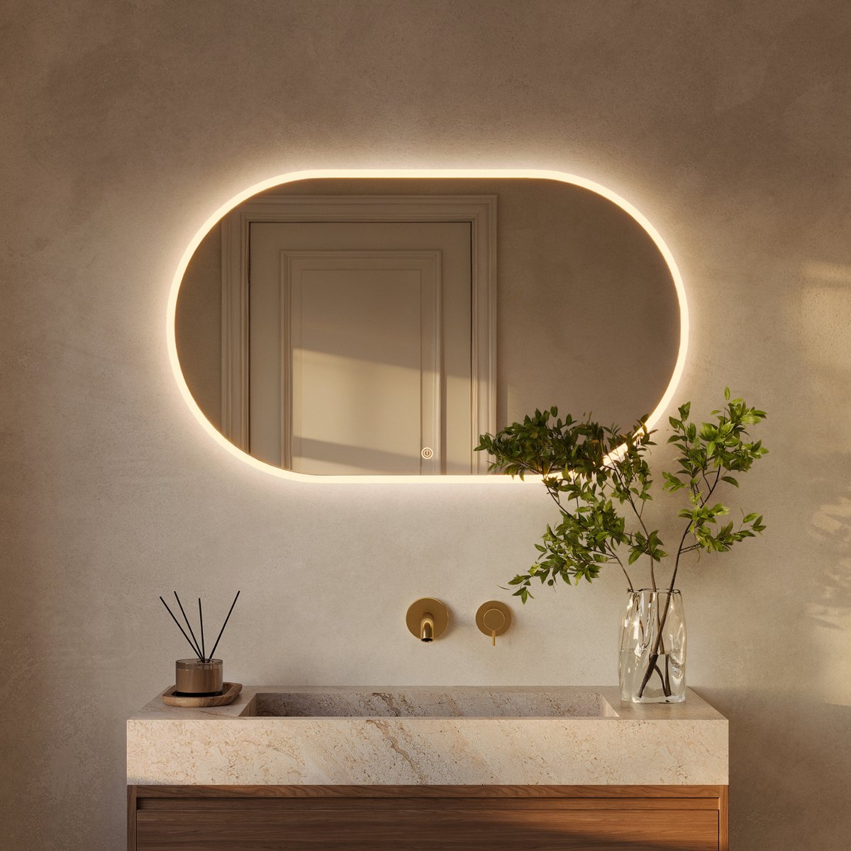 LOMAZOO Badkamerspiegel Met Verlichting - Met Verwarming - Spiegel Ovaal - 100 X 60 cm [GENUA]