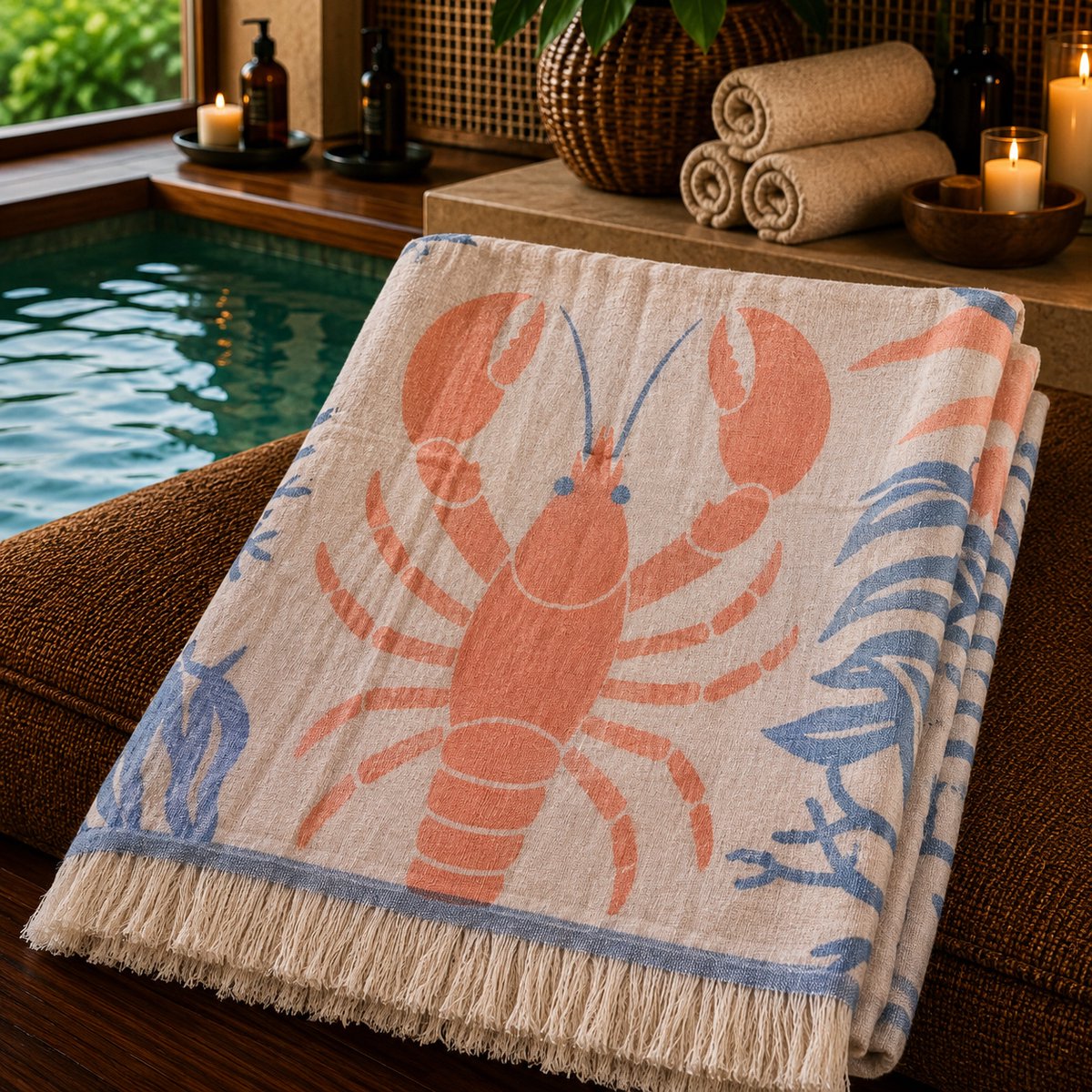 Jacquard Strandlaken Peshtemal 100x180 cm – Dubbelzijdig Design met Twee Kleuren – Geverfd Garen – 100% Natuurlijk Katoen – Lichtgewicht, Sneldrogend & Zandvrij – Ideaal voor Strand, Sauna en Reizen