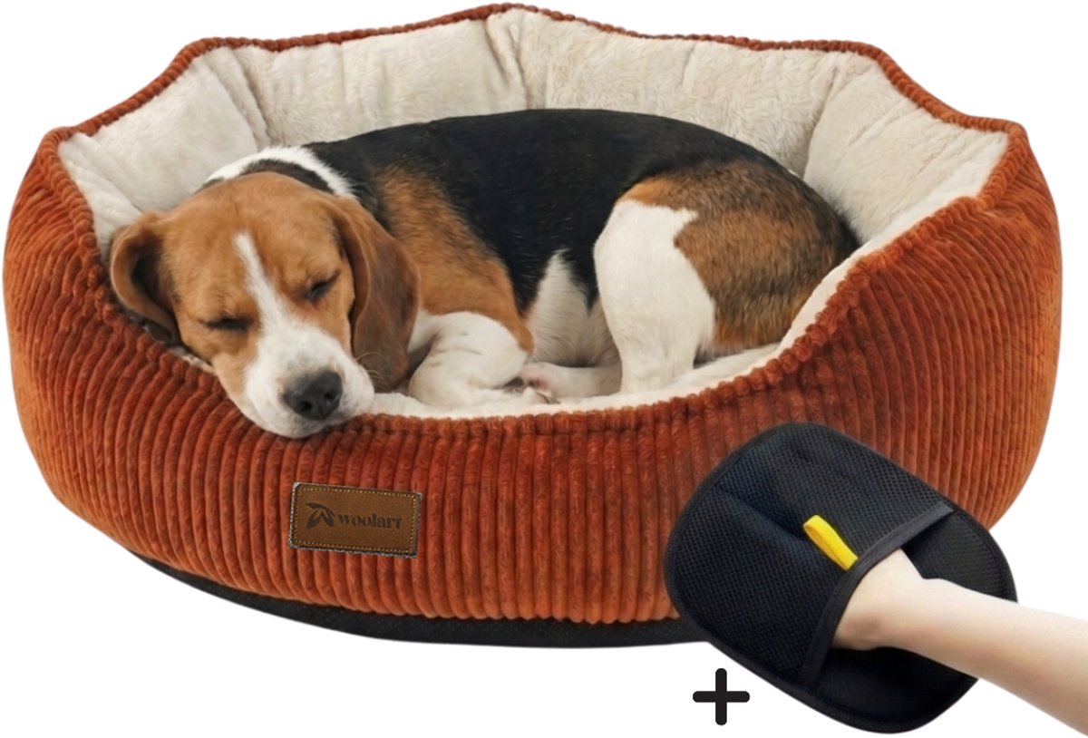 Woolart Hondenmand - Luxe hondenkussen - Kattenmand - Wasbaar - Legend Maat L - Terracotta