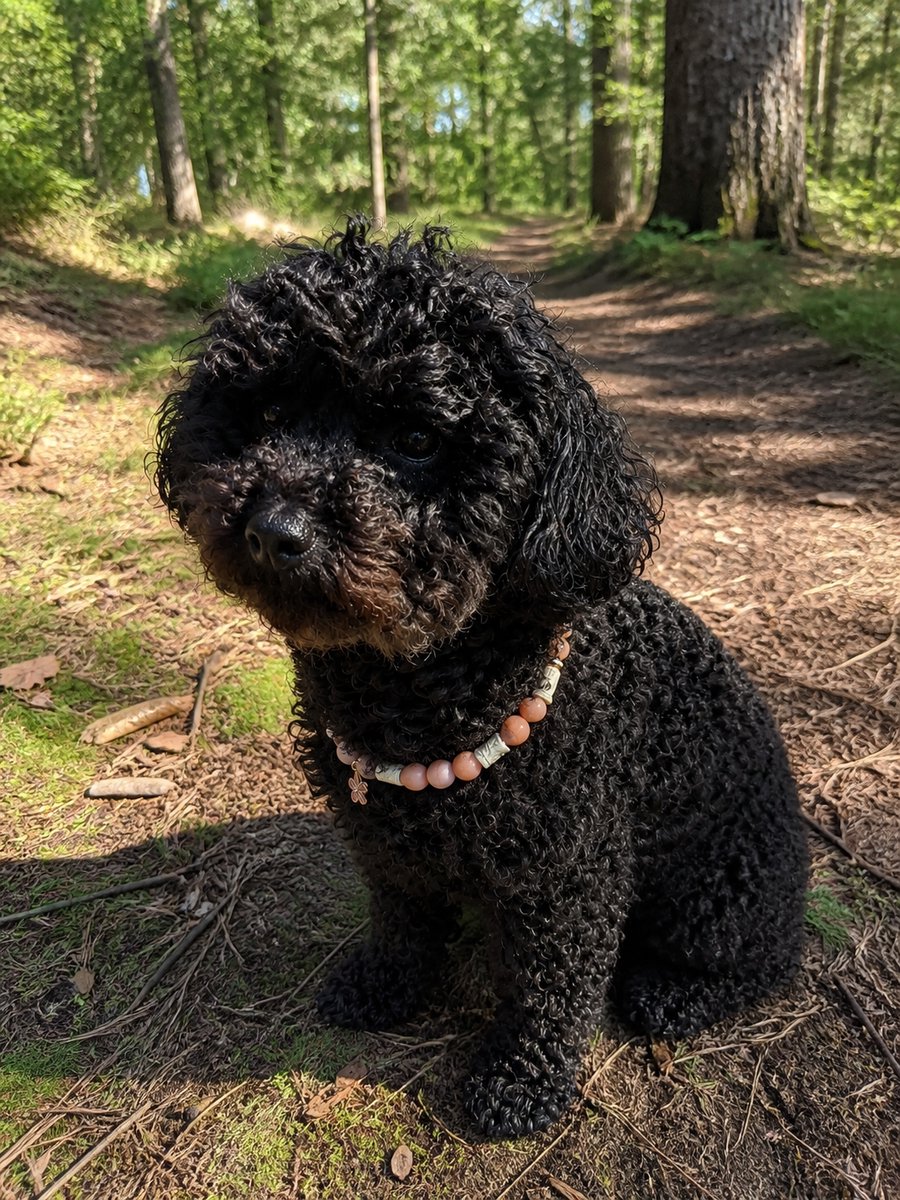 antitekenband hond - antitekenketting met EM-kralen - keramische tekenband - Pink Charm - maat XS