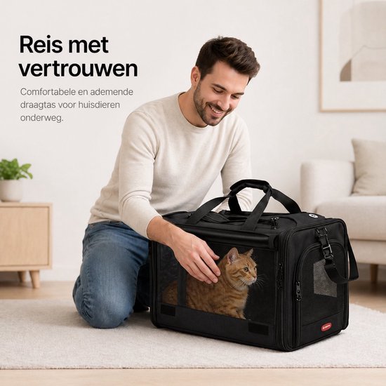 BOTC sac de transport Animaux -sac de transport pour chiens et chats-45*28*27 CM-sac de Animaux domestiques - Zwart