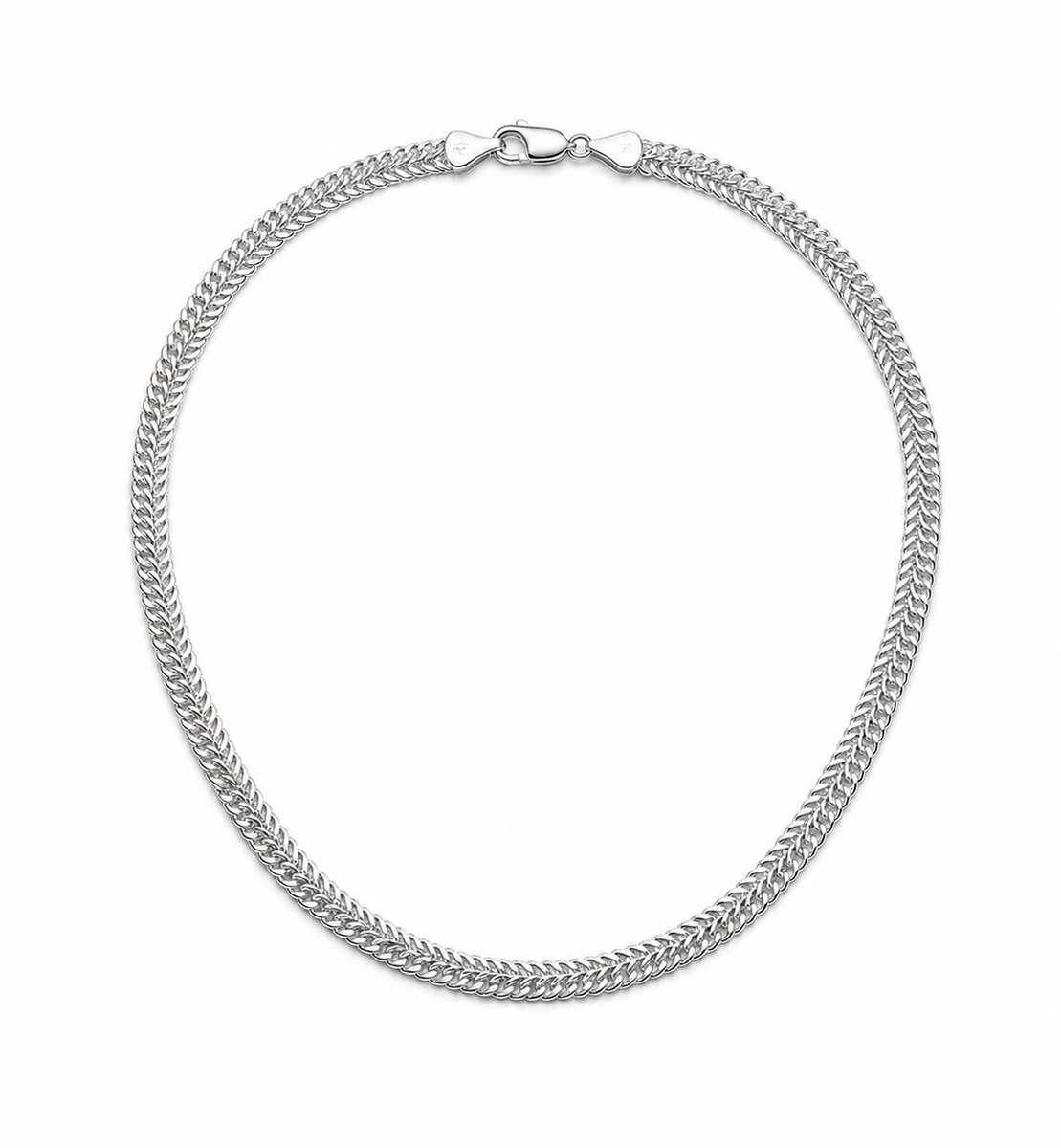 Mbrace Soepelvallend echt zilveren collier 45 cm – elegant dames collier – glanzende zilveren ketting – korte halsketting met verfijnde structuur