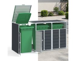 Kliko ombouw - UV-bestendig - Container - Berging - 3 Afvalbakken - Roestvrij staal- Weerbestendig - Antraciet