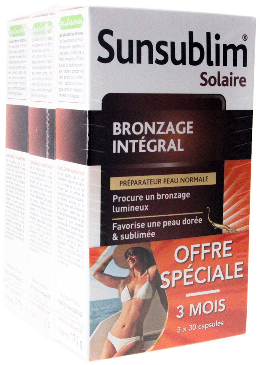 Nutreov Sunsublim Integrale Bruining Normale Huid 3 x 30 Capsules Pak