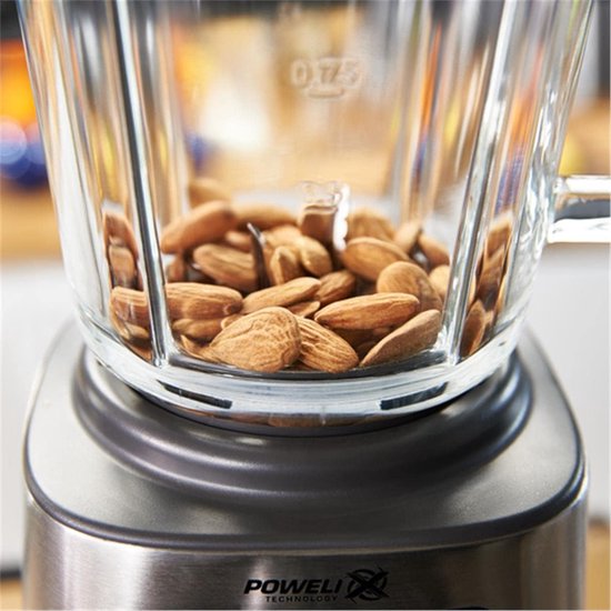 High Speed Blender - Krachtige Mixer - Smoothies Maken - Powelix Technologie - 2L Glazen Kan - Zwart/Zilver — afbeelding 2