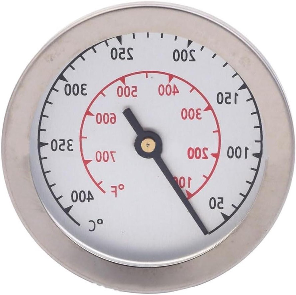 Grillthermometer Roestvrij Staal - Vleesthermometer Oven - BBQ Garen - Dubbele Schaal Celsius Fahrenheit - 5.2 cm - Zilver