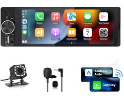 Hexinex - 1DIN Carplay Autoradio - 6.36 inch scherm - met Draadloze Carplay Android Auto - USB/USB-C - Achteruitrijcamera