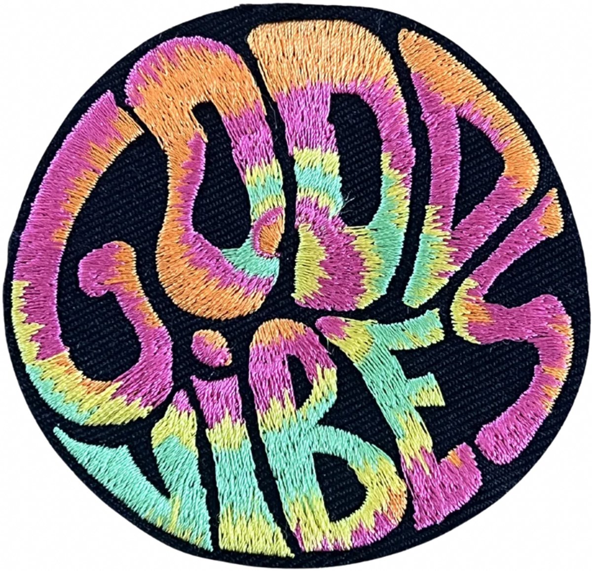 Good Vibes Meerkleurig / Feest / Wit strijkapplicatie strijk embleem - patch - patches - stof & strijk applicatie