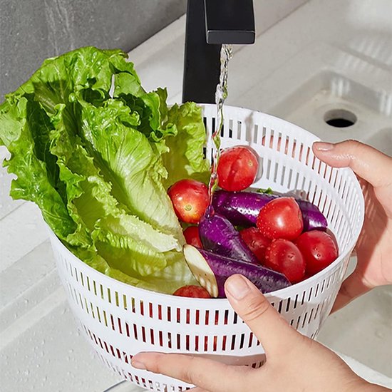 Elektrische slazwierder met afdruipmand - Snoerloze USB-sladroger (4 l) voor groente en fruit - Grote capaciteit, snel drogende elektrische zwierder - Wit — afbeelding 3