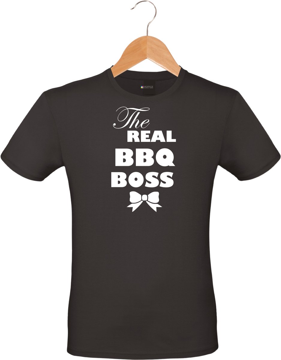 Mijncadeautje - Barbecue T-shirt - unisex - zwart - BBQ - Garden party - Tuinfeest - Vrijgezel - Verjaardag - The real BBQ Boss - maat XL