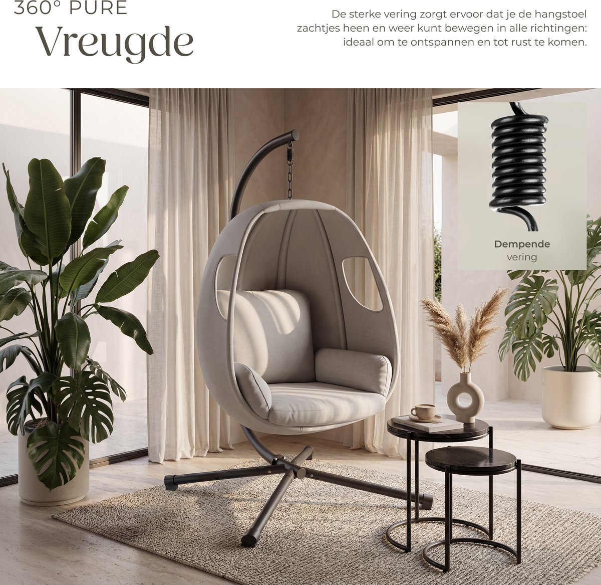 tectake tectake Hangstoel met frame - afbeelding 3