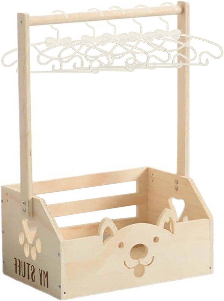 Baby Opbergmand - Houten Mand - Babykamer Inrichten - Verstelbaar Systeem - 51x34x23 cm - Naturel