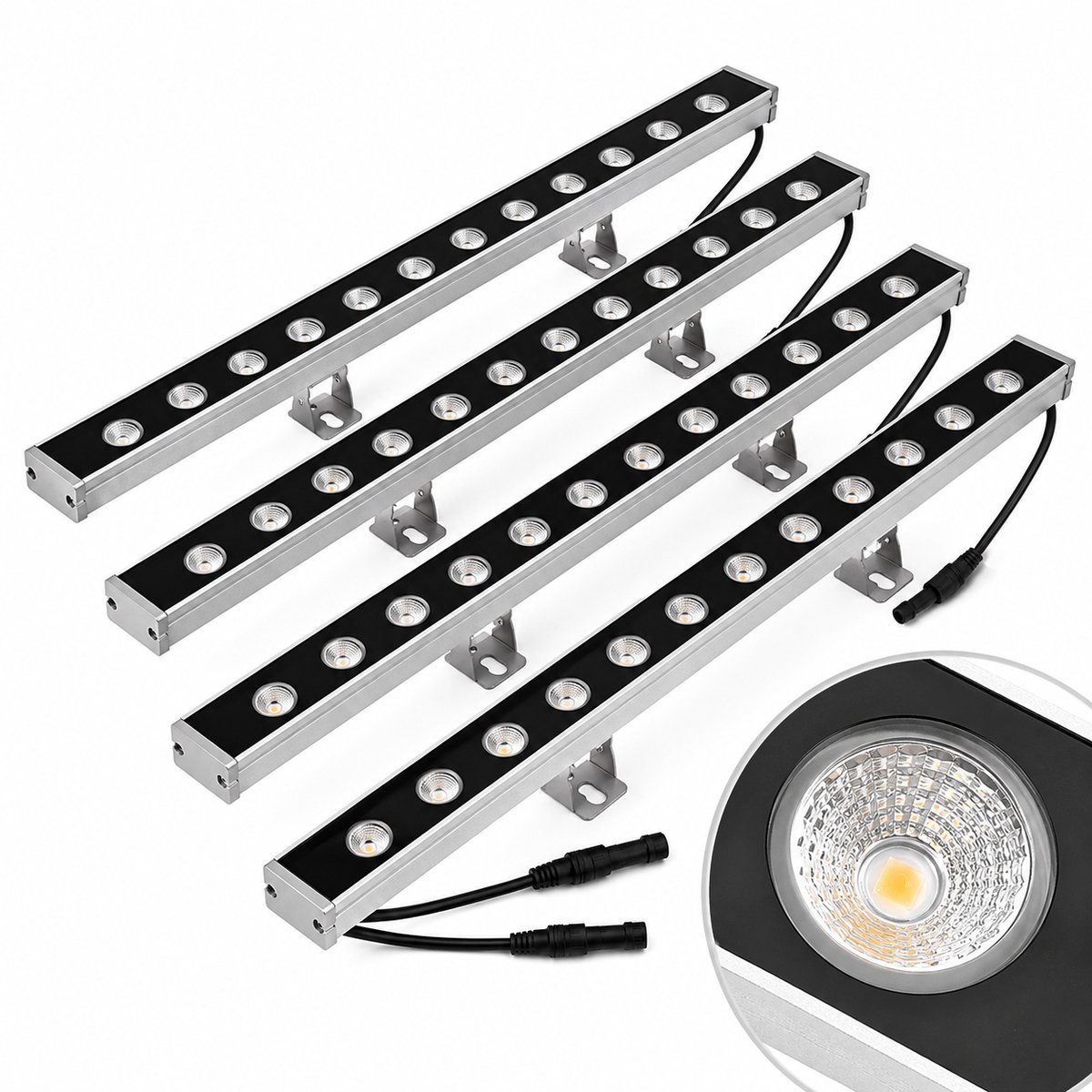 Jurrys Tuinverlichting - Buitenverlichting - Lampen - Vloerlamp - Set van 4 - Waterdicht IP65 - Aluminium - lengte 50cm