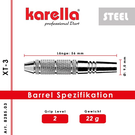 Karella XT-3 steeltip darts 22 gram van Karella — afbeelding 2