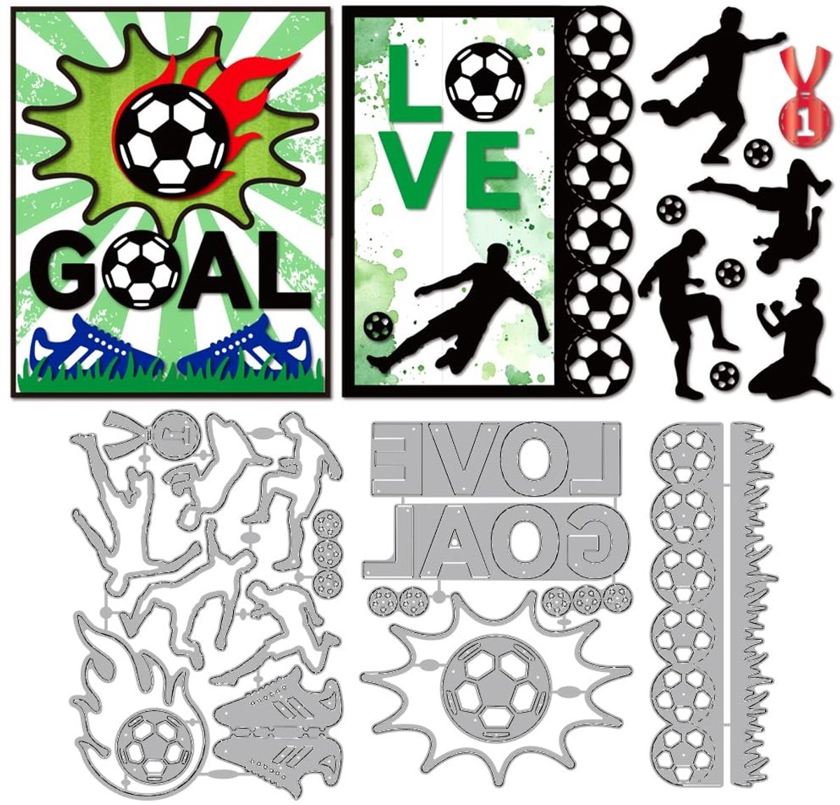 NTH products- Stanssjabloon Voetbal - Stansvormen - Koolstofstaal - Scrapbooking - Knutselen - 110 x 160 mm - Sportthema - Snijmal