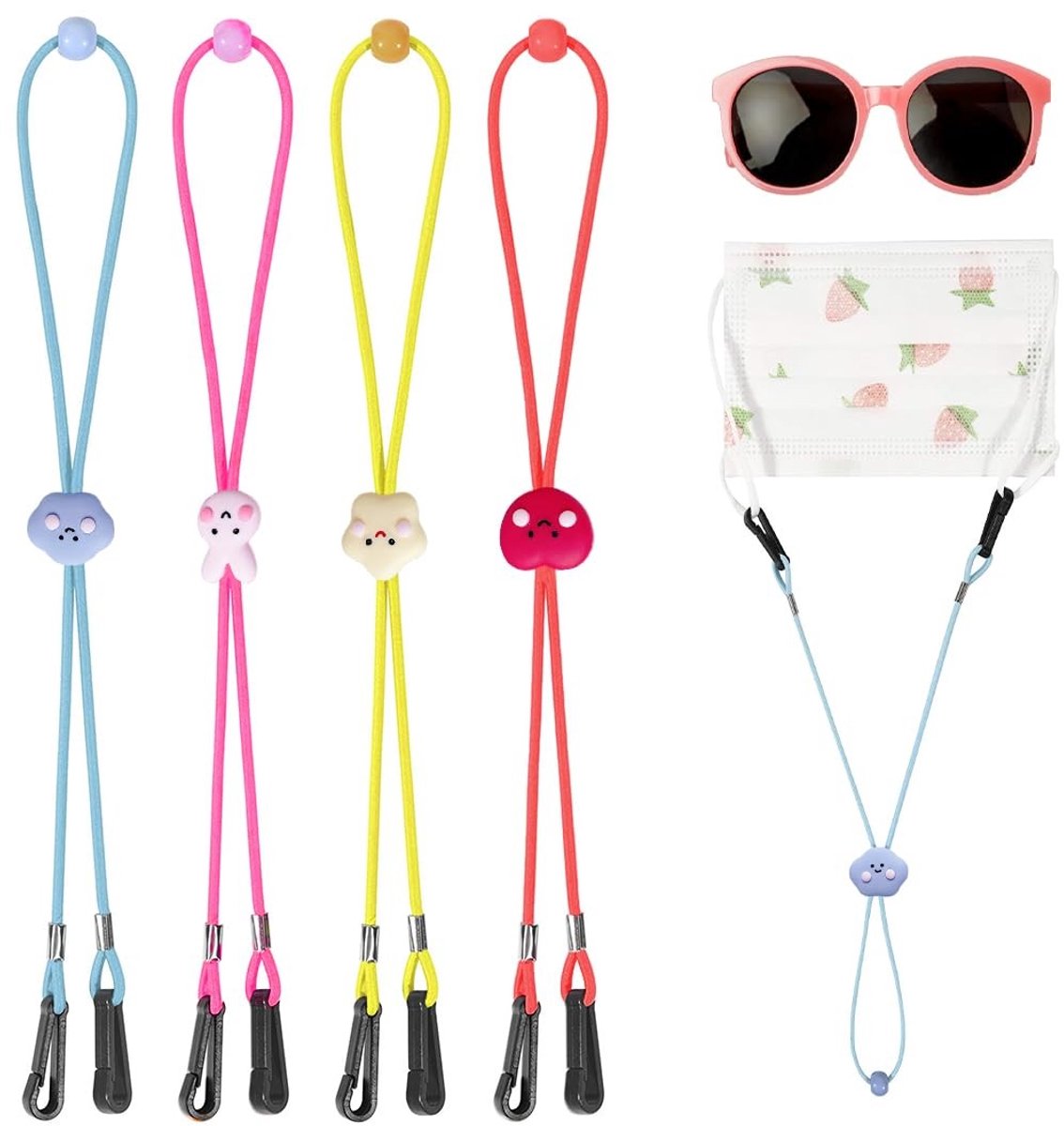 Dailygoods- Brillenband Verstelbaar - Brillenkoord Kinderen - Sportbrilband - Zonnebrilketting - 4 Stuks - Duurzaam Nylon/Siliconen