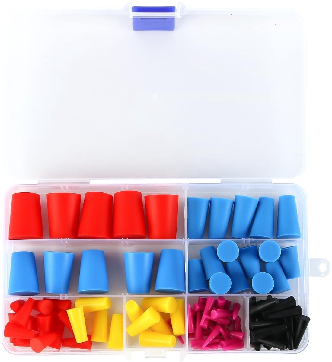Dailygoods- Siliconen Stoppen 110 Stuks - Afdichtpluggen - Afdekpluggen - Conische Set - Massief Rubber - Multicolor