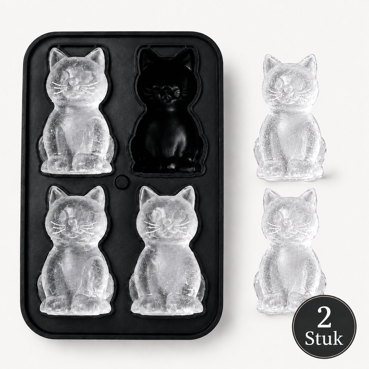Sercano IJsblokjesvorm – 2 Stuk – Whisky & Cocktails – 4 Roos IJsblokjes – BPA-vrij Siliconen & Stapelbaar – Romantisch Cadeau – Zwart