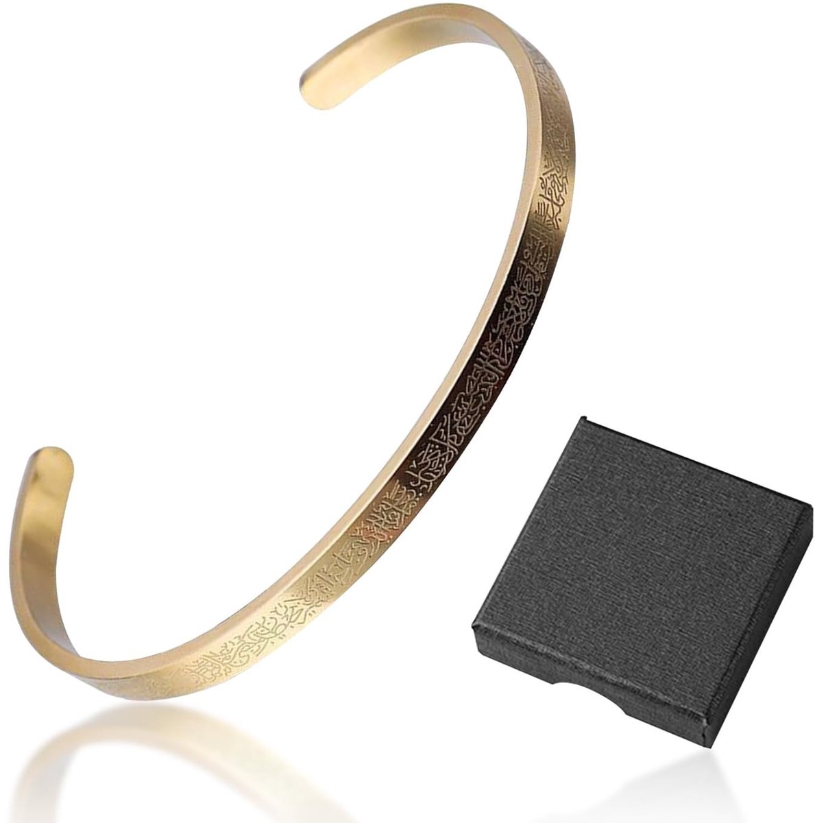Dailygoods- Armband Gouden Arabische Stijl - Sieradendoosje Zwart - Roestvrij Staal - Duurzaam - Compact - Geschikt voor Dagelijks Gebruik - Sieraad