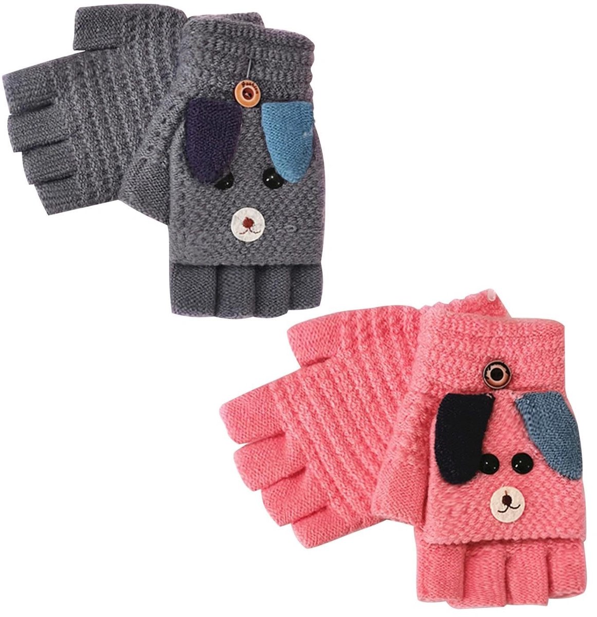 Dailygoods- Klaphandschoenen winter - Vingerloos - Converteerbaar - Kinderen 5-12 jaar - Schattig ontwerp - Perfect voor buitenactiviteiten - Handschoenen
