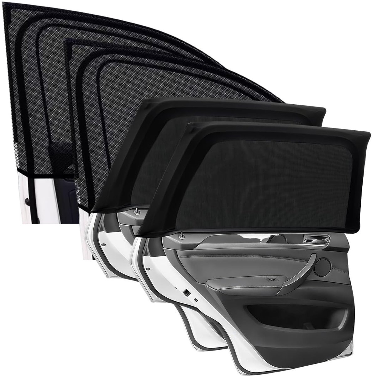 Dailygoods- Autozonwering met UV-bescherming - Zonnescherm auto baby - Muggenbescherming - Universele set - Eenvoudig te installeren - Geschikt voor alle voertuigmodellen