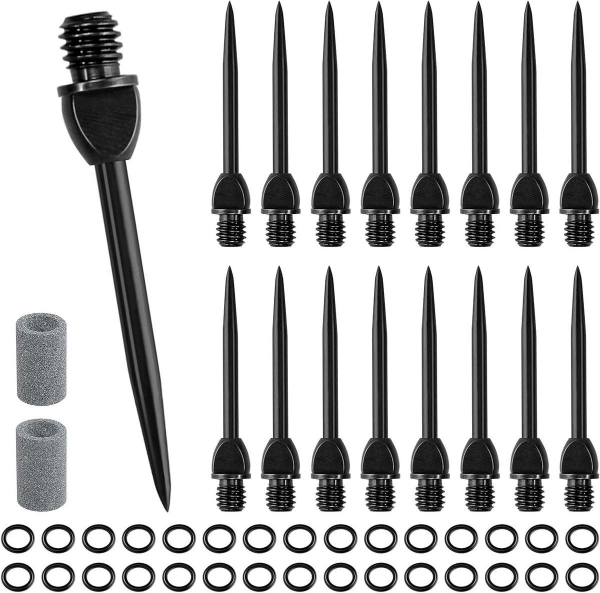 15 Stalen Dart Tips met 30 Rubber Ringen, Duurzame Dartpunten voor Precisie en Precisie Spelletjes
