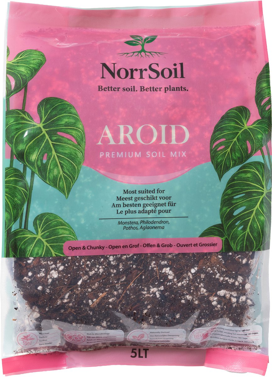 Monstera Potgrond 5L – Norrsoil Premium Aroid Mix – Turfvrij – 180 Dagen Voeding