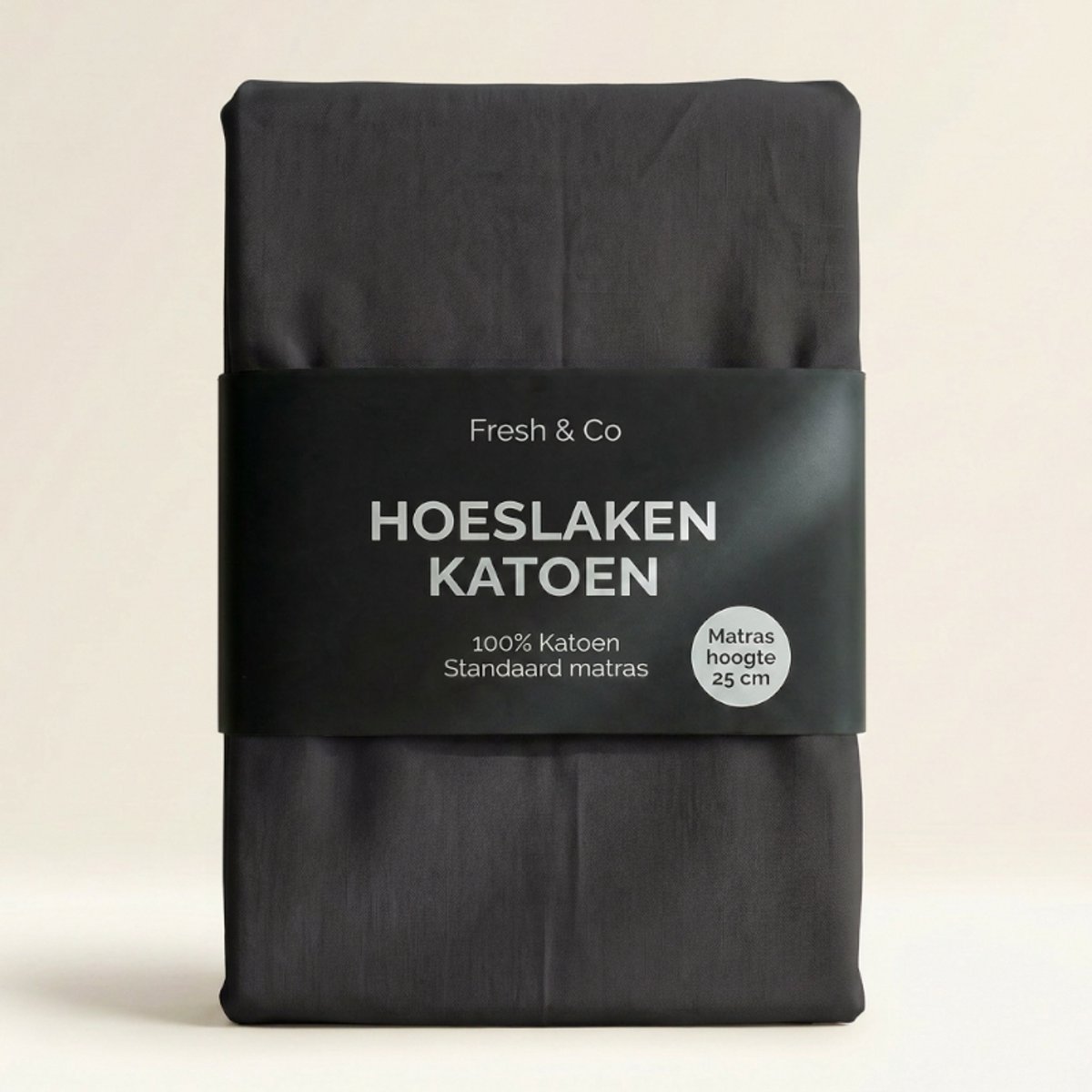 Standaard hoeslaken - Maat: 200 x 210/220 ccm - Katoen - Zwart - Fresh & Co