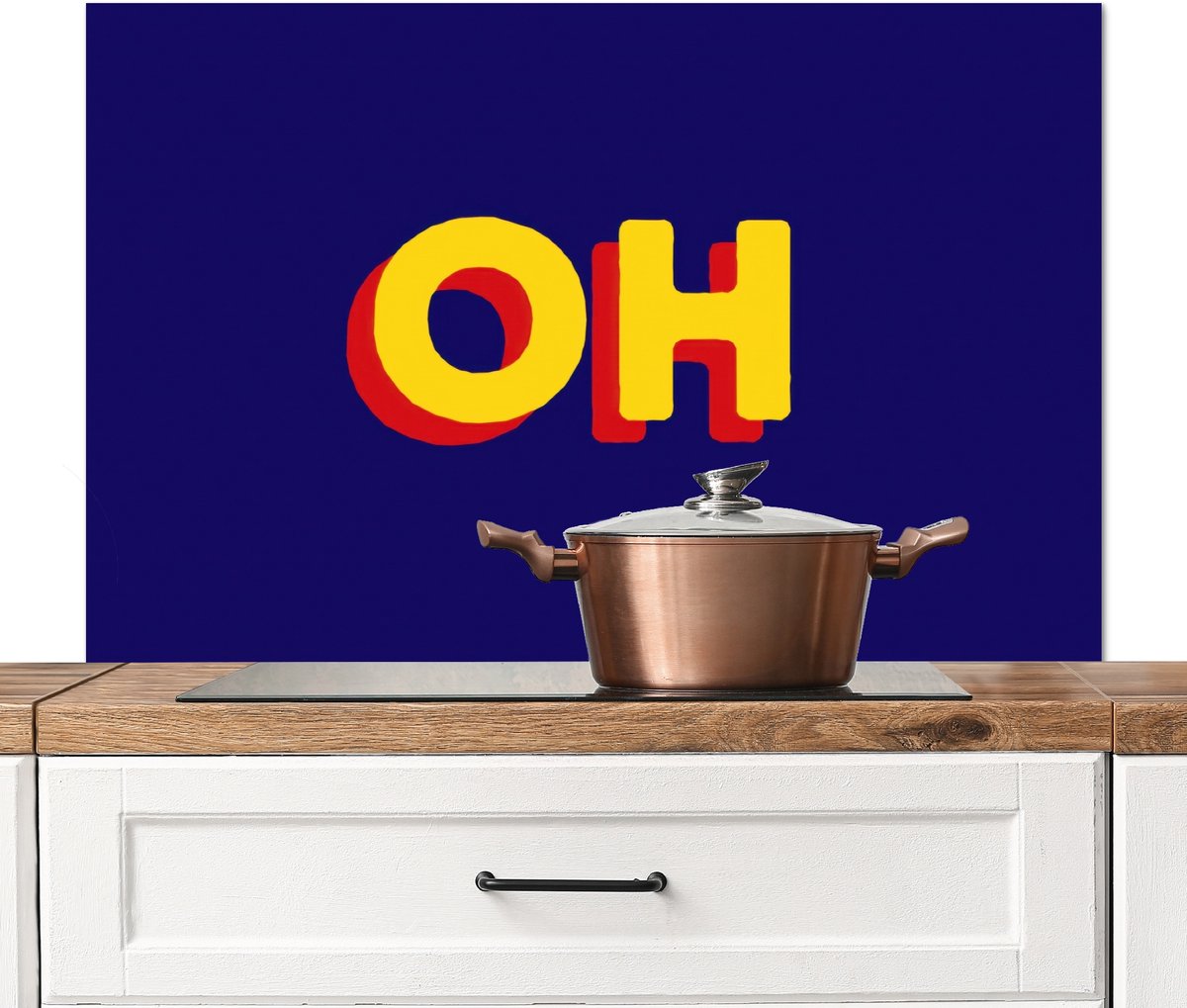 KitchenYeah Spatscherm keuken 100x65 cm Kookplaat achterwand Blauw Geel OH Schaduw Muurbeschermer Spatwand fornuis Hoogwaardig aluminium