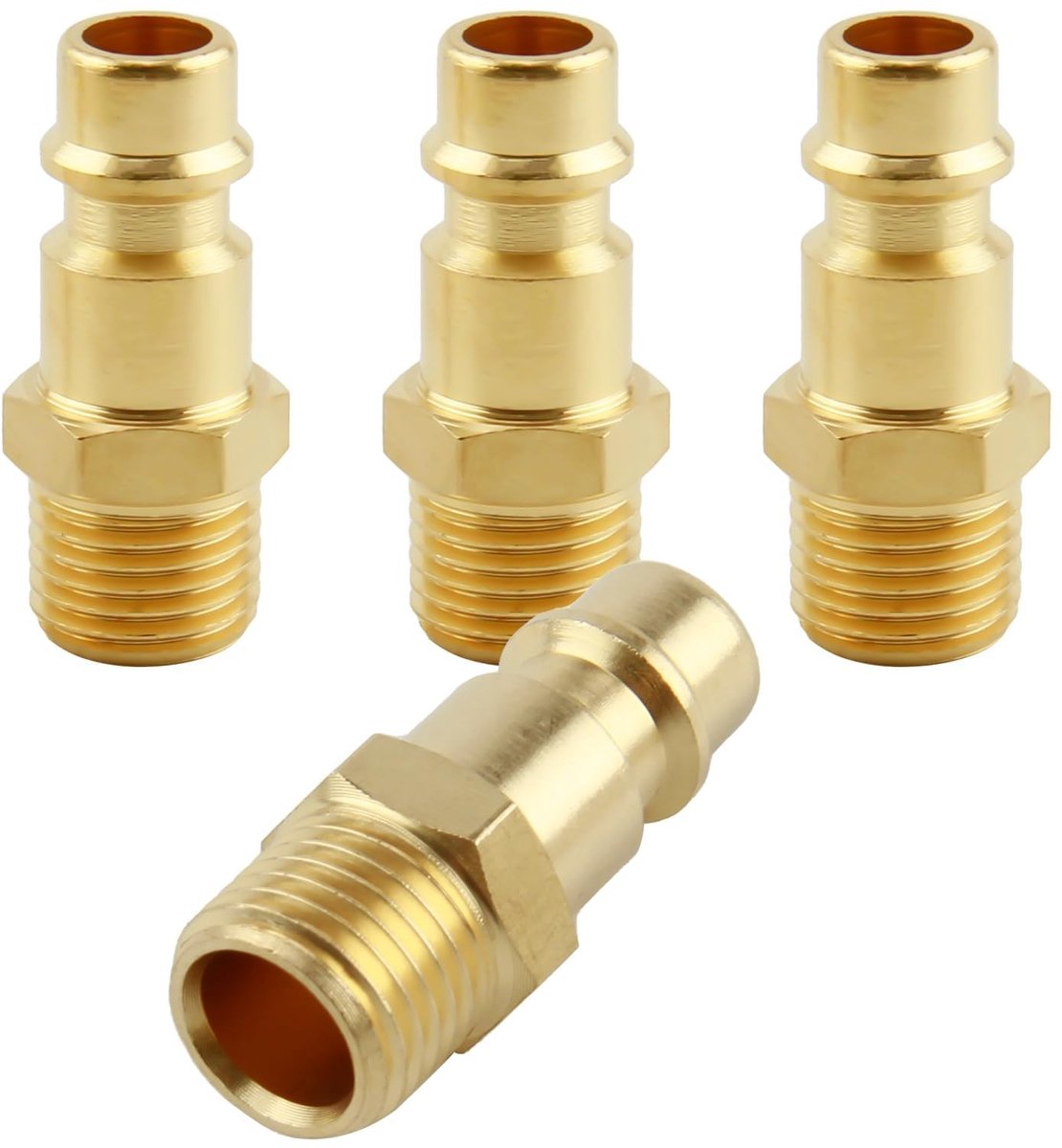 Dailygoods- Persluchtaansluitingen Set van 4 - Messing Connectoren - 1/4 Inch Buitendraad - Corrosiebestendig - Robuust - Snelsluitsysteem - Persluchtkoppelingen