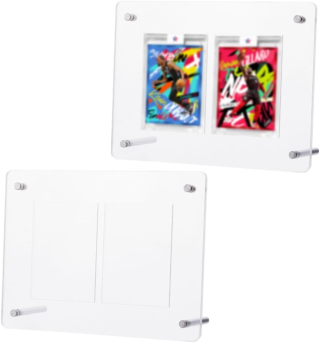 Dailygoods- Sportkaart Displayframe Dual-Slot - Transparante Kaarthouder - PVC Kunststof - Organizer voor Ruilkaarten - 7,87 x 2,48 x 5,59 inch - Bescherming tegen Stof en Stoten