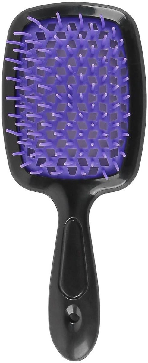 Dailygoods- Haarborstel Antiklit - Krulborstel - Haarkam voor Alle Haarsoorten - Zwart/Paarse Kleur - Uniek Tandontwerp - 20,5 x 8,5 x 3 cm
