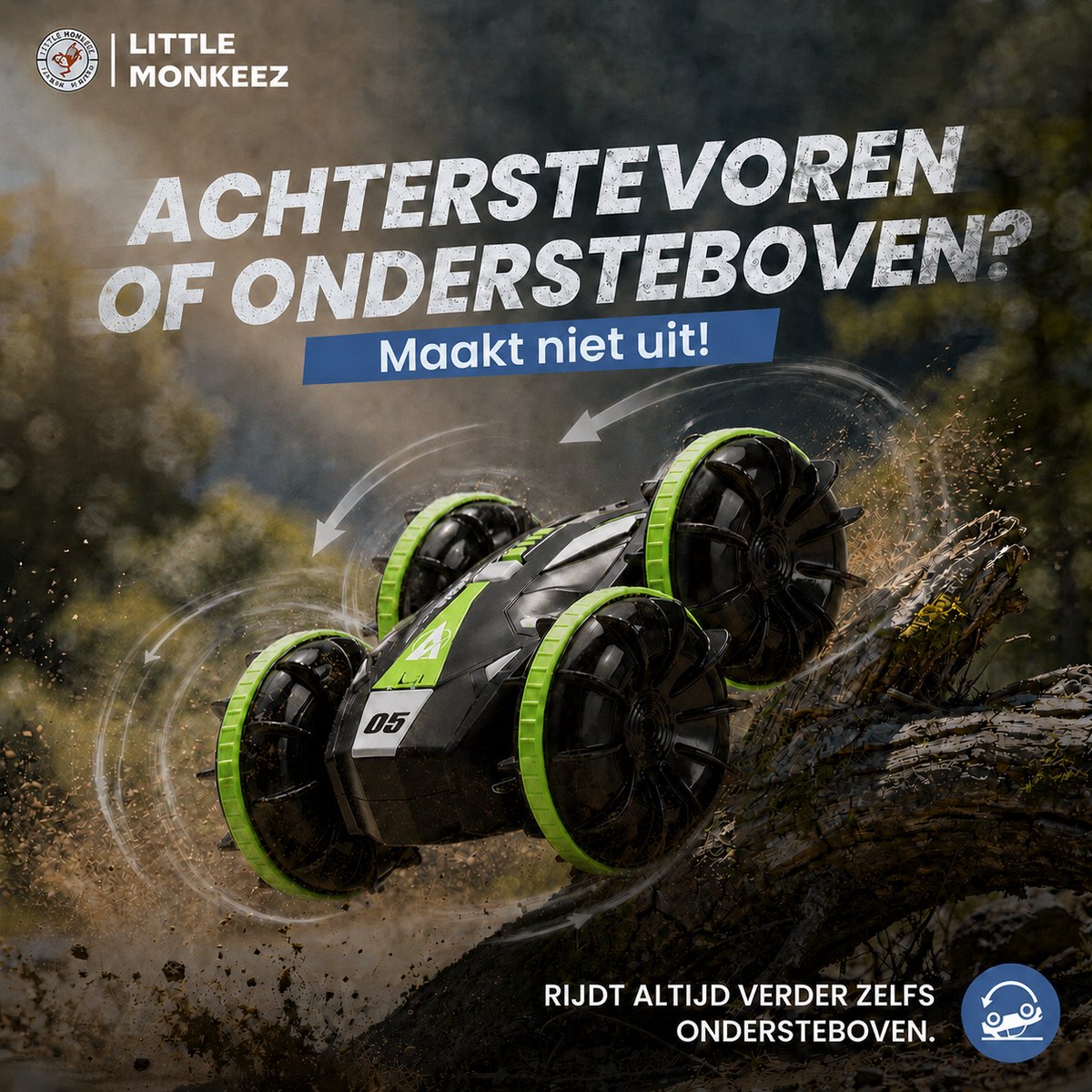 Bestuurbare Auto All-Terrain - RC Auto met 2 Accu's - Waterdicht - Speelgoed Autos Jongens - Buitenspeelgoed - Race Car/Boot Land & Water - 1,5u Speelplezier - Radiografisch - Aqua-Land Racer — afbeelding 4
