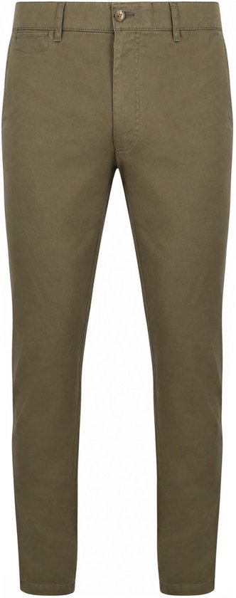 Olijfgroene chino broek voor heren, recht model.