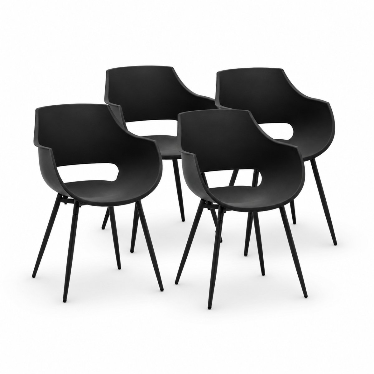 DS4U® - Louis tuinstoel - Set van 4 - Zwart - Kunststof - Kuipstoel