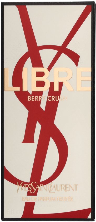 Verpakking voor Yves Saint Laurent Libre Berry Crush Eau de Parfum met rode YSL-logo.