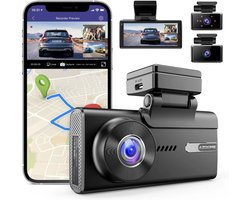 AZDome Dashcam M580 Pro 5K 3CH Wifi Auto Video Recorder 64gb + Interieur en Achter Camera Zwart
