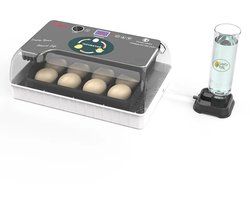 LayZyEgg® Easy 12 Volautomatische Broedmachine – Voor 12 Kippeneieren of 35 Kwarteleieren – Automatisch Keersysteem – LED Schouwlamp – Digitaal Display – Externe Watertoevoer – Incubator voor Kip, Kwartel, Eend & Duif