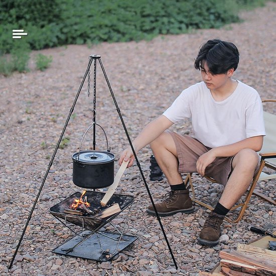 Statief Kookstandaard - Kampeerstatief Fornuisframe - Koken Buiten - Verstelbare Ketting - 05 kg - Aluminium — afbeelding 4