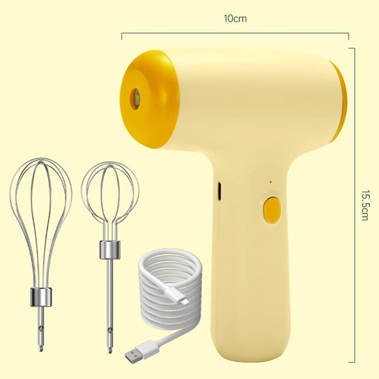 Elektrische Mixer - Handmixer Keuken - Snel Bakken - Compact Draadloos - 11x7x16.5cm - Beige — afbeelding 5