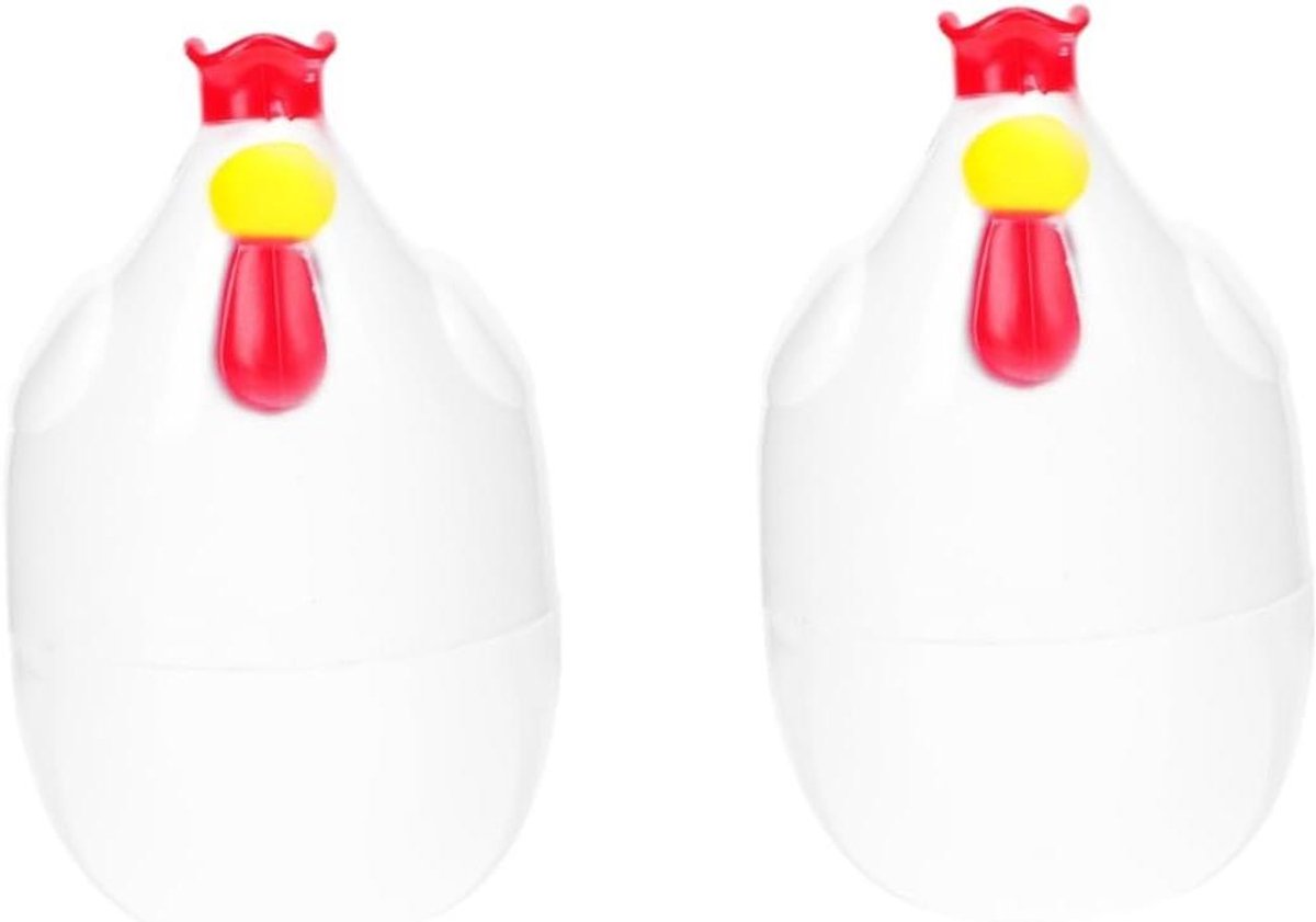 Magnetron Eierkoker - Ei Bijt - Ontbijt Maken - Schattig Kuikenontwerp - 2 Stuks - Wit