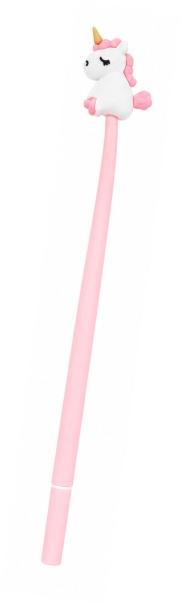 Unicorn Gelpen Roze - Lange Pen 23 cm met Eenhoorn - Sprookjesachtige Schrijfpen - Meisjes Cadeautje - Schoolspullen