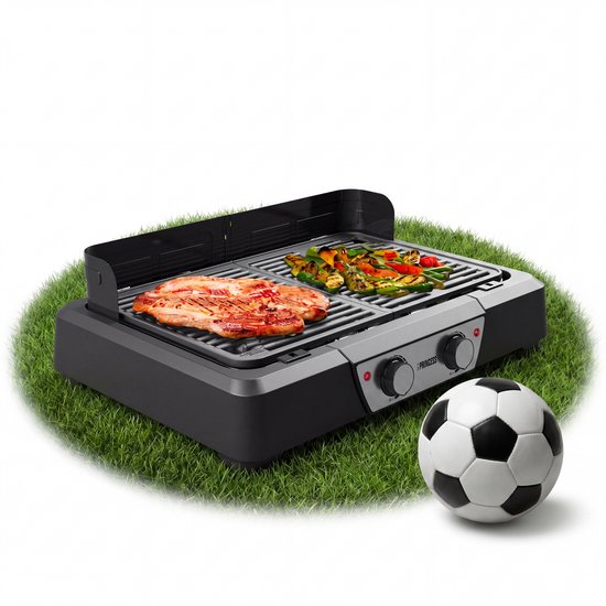 Princess BBQ Tafel Grill 112254 - Zwart - Regelbare thermostaat - Tafel BBQ - Grill apparaat - Groot bakoppervlak - 2000W - WK